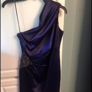 Women’s purple one shoulder satin dress